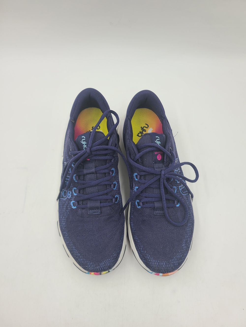 Ryka Navy Knit Athletic Sneakers with Rainbow Insole